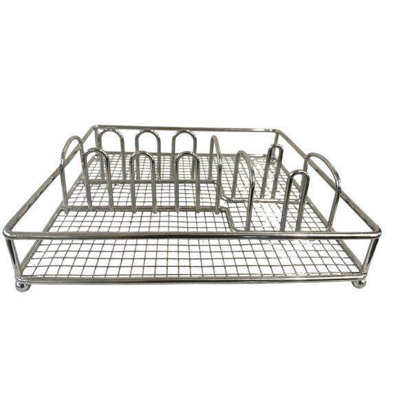 Chrome Metal Utensil Silverware Organizer Tray Holder Buffet Caddy - Picture 2 of 4